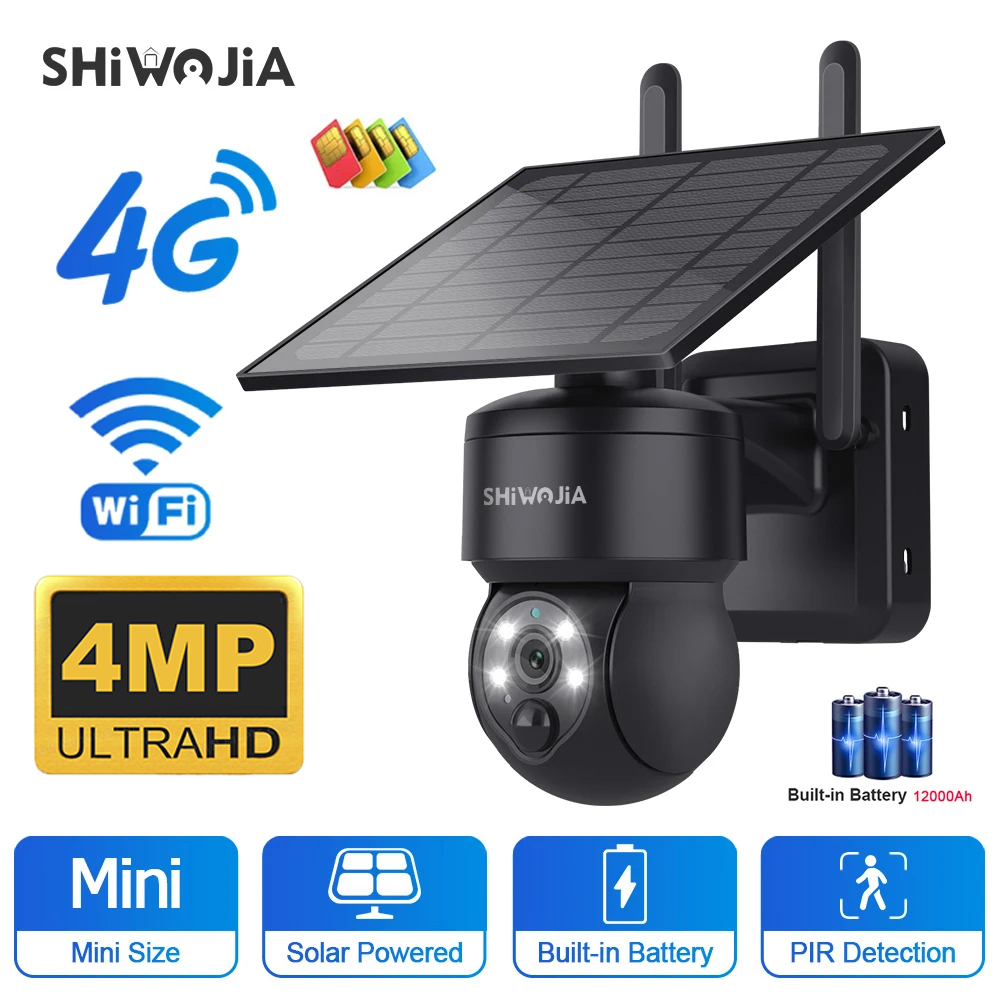 Outdoor Sport Camera - SHIWOJIA WIFI Wireless PTZ telecamera solare