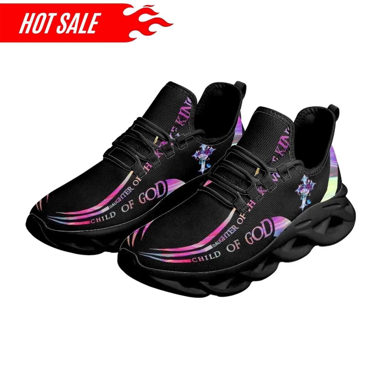 Outdoor Sport Lights - Sneakers Traspiranti con Stampa Croce Cristiana,