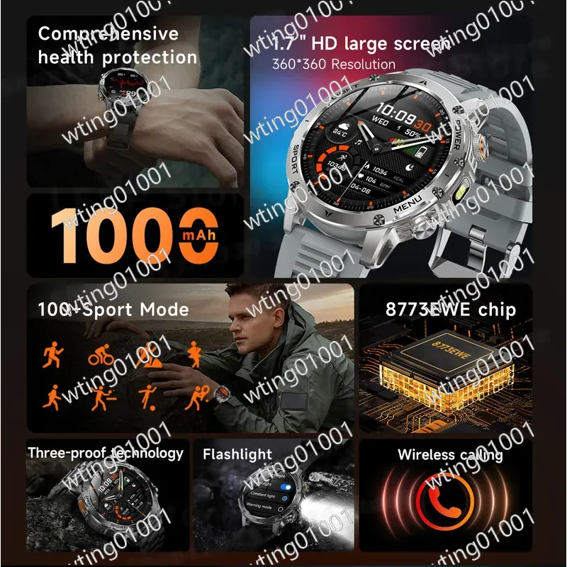 Smartwatch AK87 con Torcia, Ch - Outdoor Sport Smart Watch recensione e prezzo